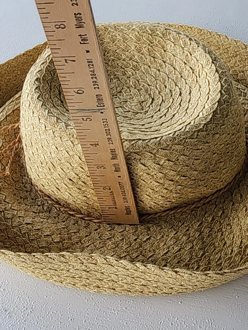 Talbots Natural Straw Sun Hat with Bow Trim